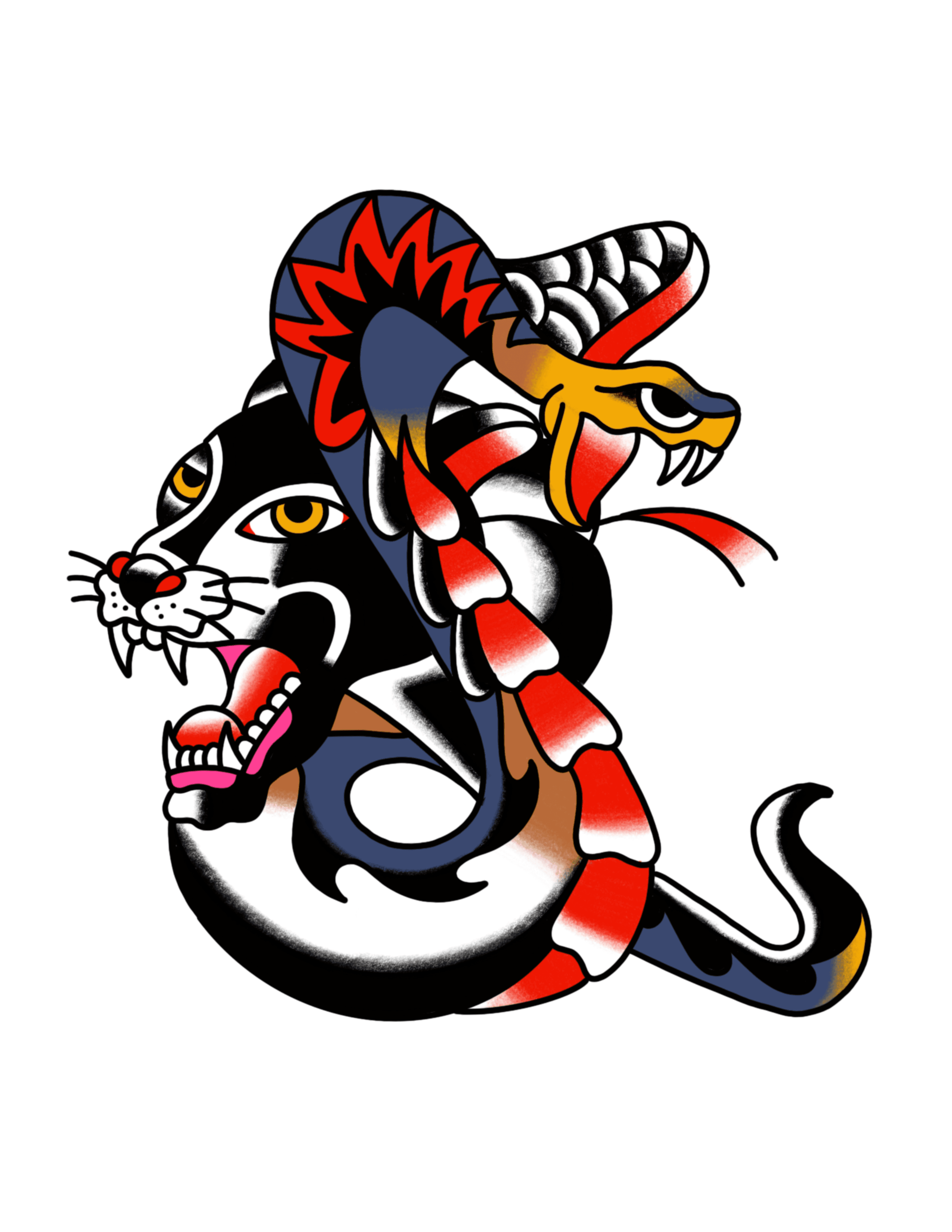 Tattoo design titled: Panther Cobra