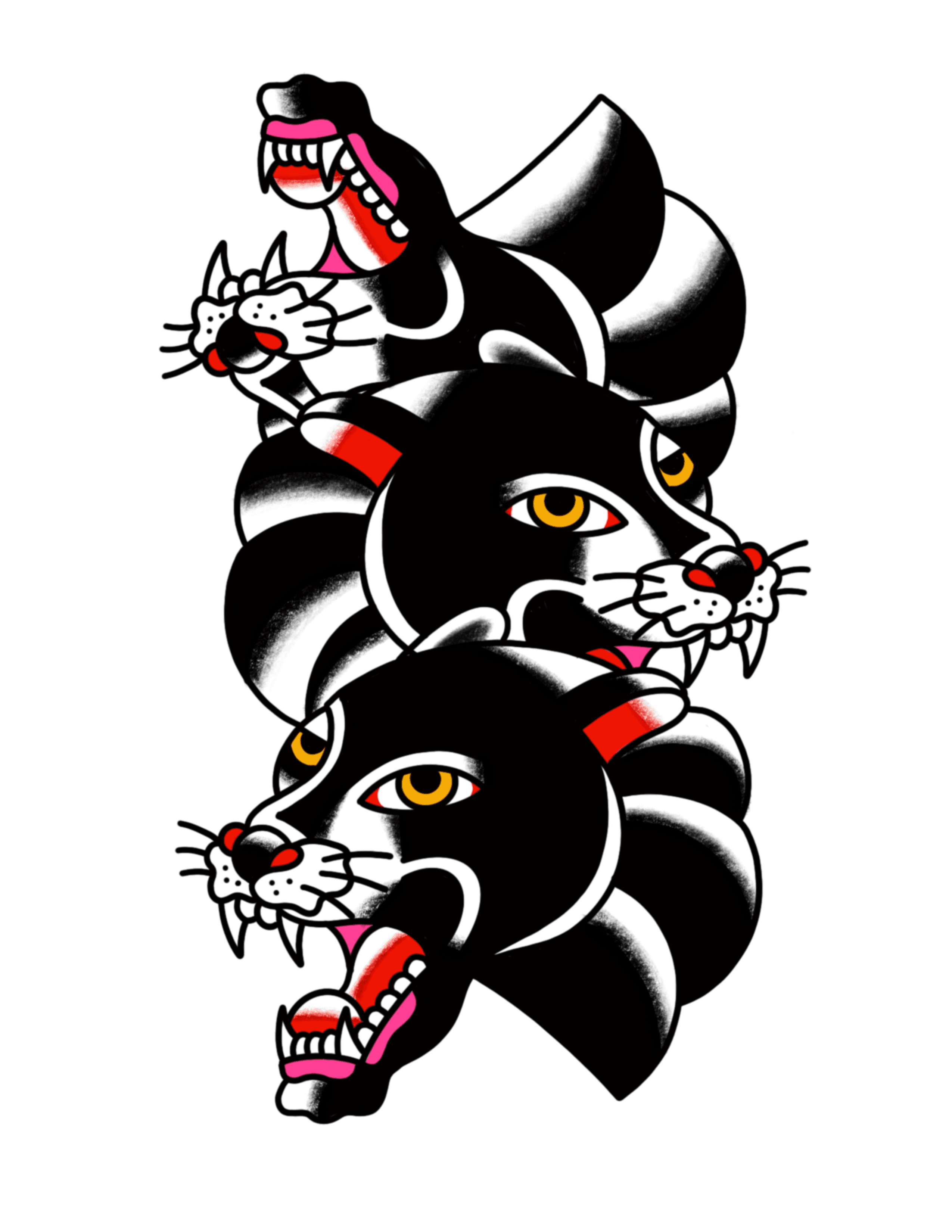 Tattoo design titled: Triple Panther