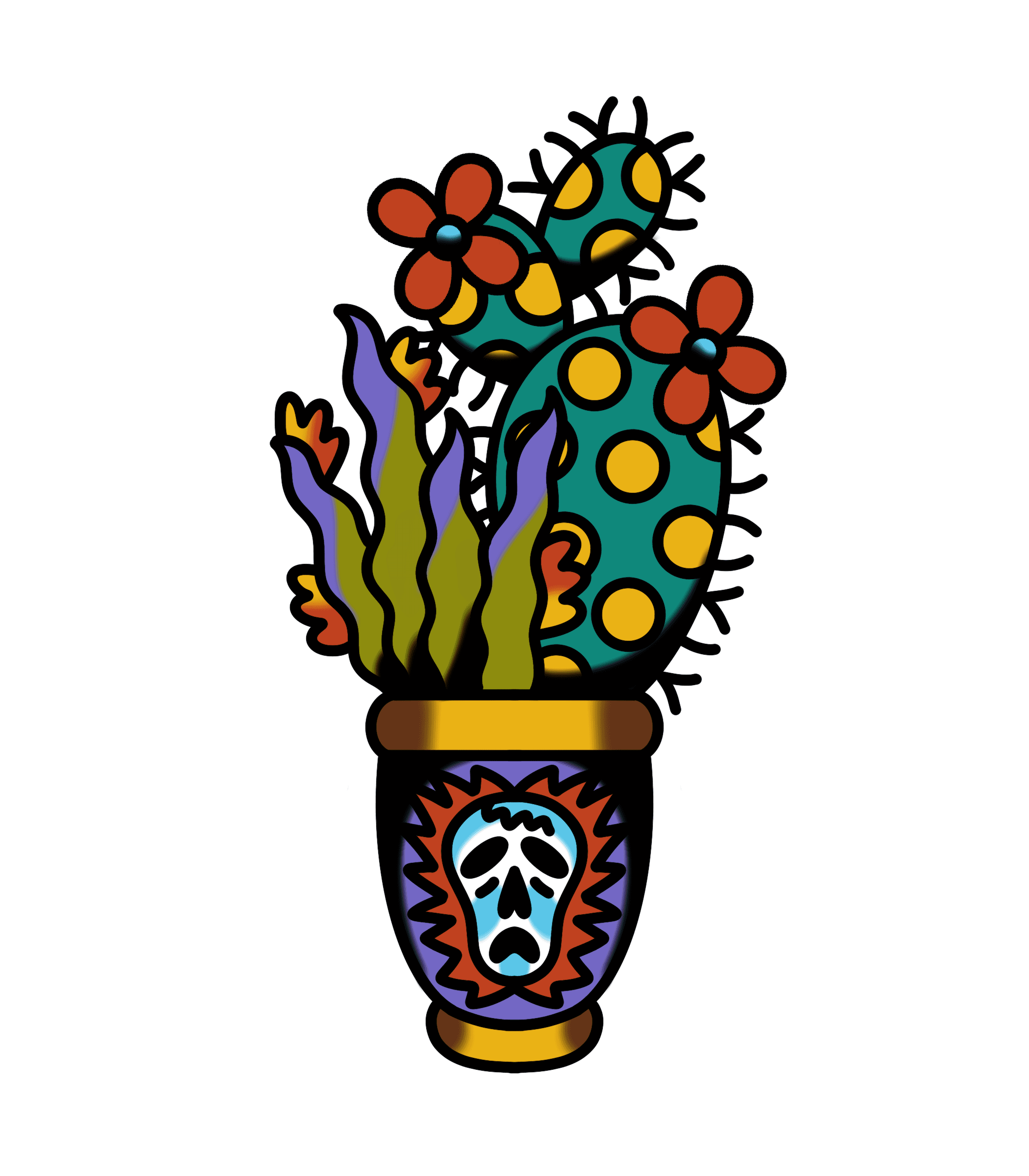Tattoo design titled: Cactus x Skull